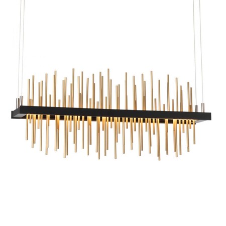 Hubbardton Forge Gossamer Linear Chandelier, 1-Light, LED, Black, 25.5"W (139654-LED-STND-10-82 5CQKR9) 139654-LED-STND-10-82